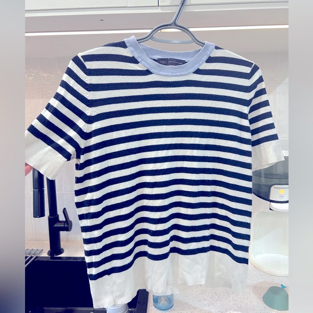 Navy and White striped women’s Shirt